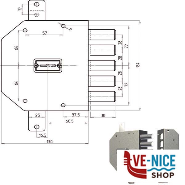 SERRATURA SIC.TRIPLICE DX DM 2200 CR 2200-01N CR SERR.LEGNO APPLICARE S - immagine 3