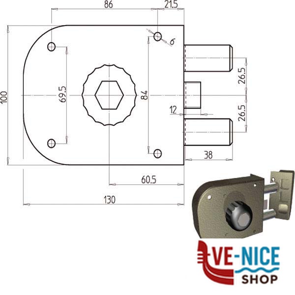 SERRATURA SIC.SEMPLICE DX POMPA 1650 CR 1650-01K55/29 CR SERR.LEGNO APPLICARE S - immagine 2