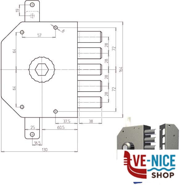 SERRATURA SIC.TRIPLICE DX POMPA 3200 CR 3200P-01NK55/29 CR SERR.LEGNO APPLICARE S - immagine 2
