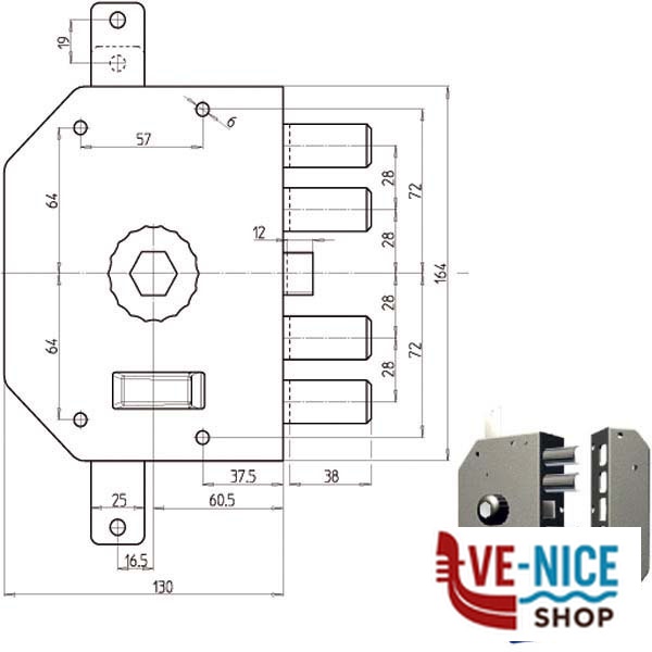 SERRATURA SIC.TRIPLICE SX POMPA 3250 CR 3250P-51NK55/29 CR SERR.LEGNO APPLICARE S - immagine 2