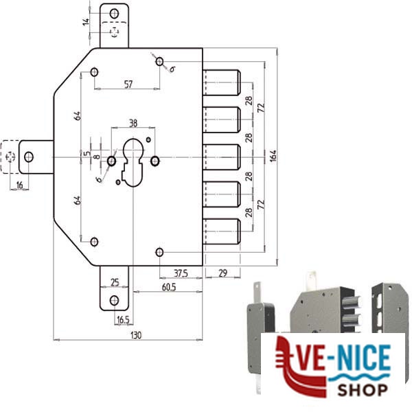 SERRATURA SIC.QUINTUPLICE SX CIL. 2300PEN CR 2300PEN-51NCL CR SERR.LEGNO APPLICARE S - immagine 2