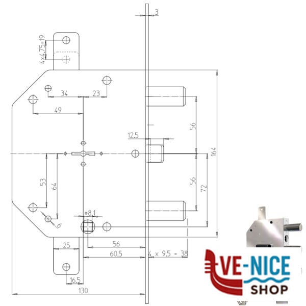 SERRATURA SIC.TRIPLICE DX DM 2105-51N CR 2105-51N CR SERR.BLINDATE S - immagine 2