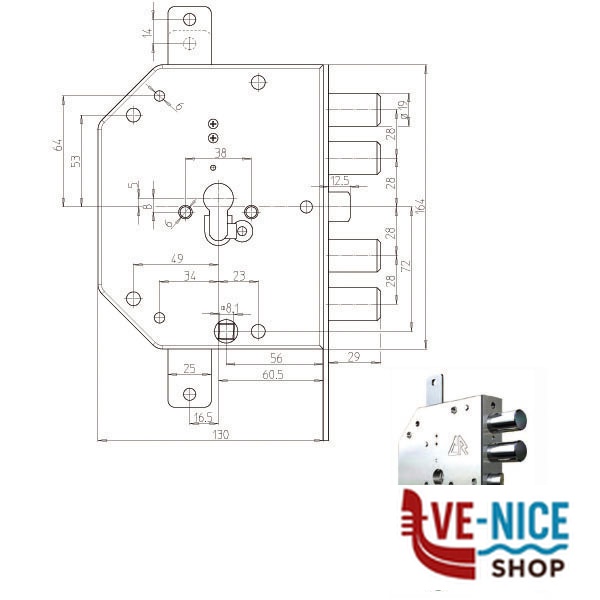 SERRATURA SIC.TRIPLICE SX CIL. 2155G-11 CR 2155G-11 CR SERR.BLINDATE S - immagine 3