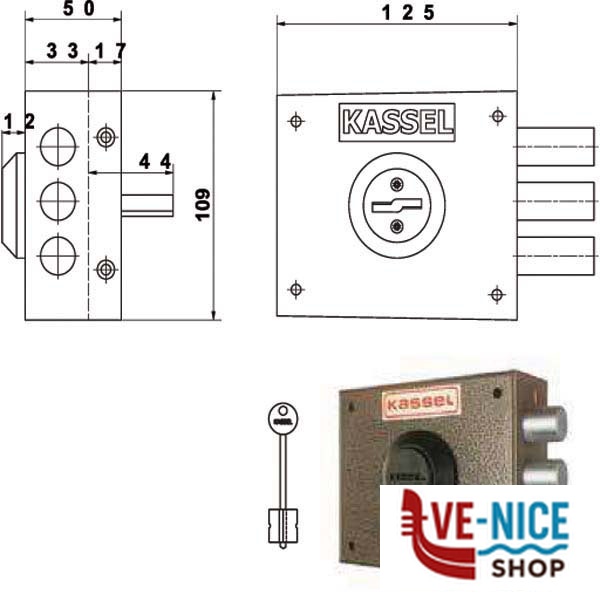 SERRATURA SIC.SEMPLICE DX DM 1001 KASSEL 1001 KASSEL SERR.LEGNO APPLICARE S - immagine 4
