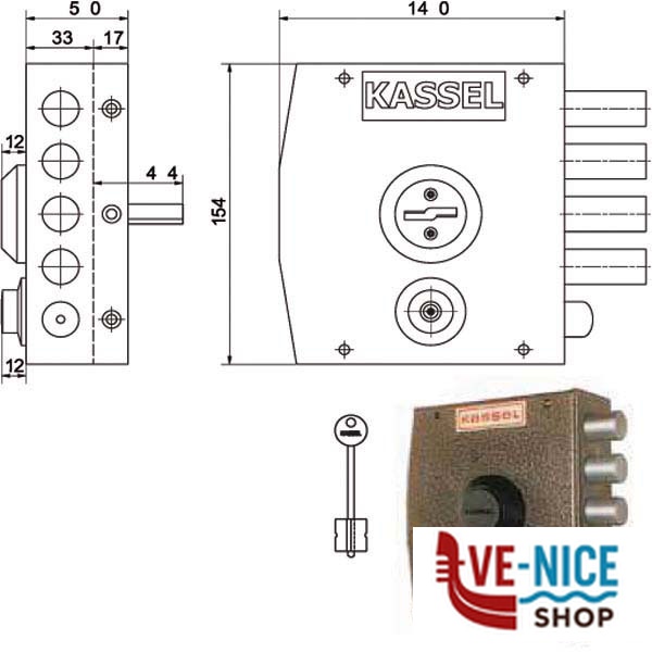 SERRATURA SIC.SEMPLICE DX DM 1151 KASSEL 1151 KASSEL SERR.LEGNO APPLICARE S - immagine 3