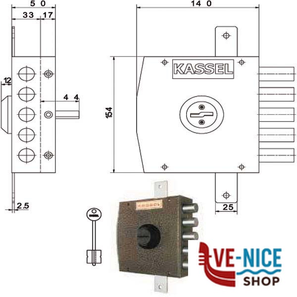 SERRATURA SIC.TRIPLICE SX DM 1302 KASSEL 1302SA KASSEL SERR.LEGNO APPLICARE S - immagine 2