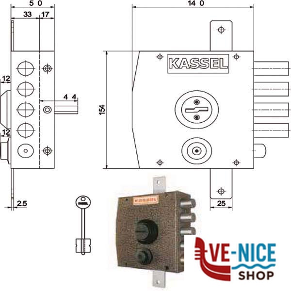 SERRATURA SIC.TRIPLICE SX DM 1352 KASSEL 1352SA KASSEL SERR.LEGNO APPLICARE S - immagine 2