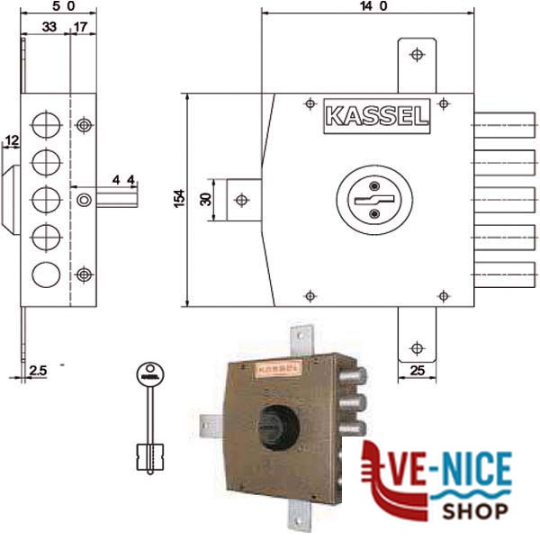 SERRATURA SIC.QUINTUPLICE DX DM 1501 KASSEL 1501SA KASSEL SERR.LEGNO APPLICARE S - immagine 3