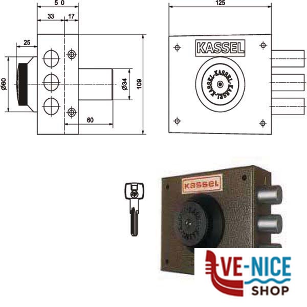 SERRATURA SIC.SEMPLICE DX POMPA 2001/CP KASSEL 2001/CP KASSEL SERR.LEGNO APPLICARE S - immagine 3