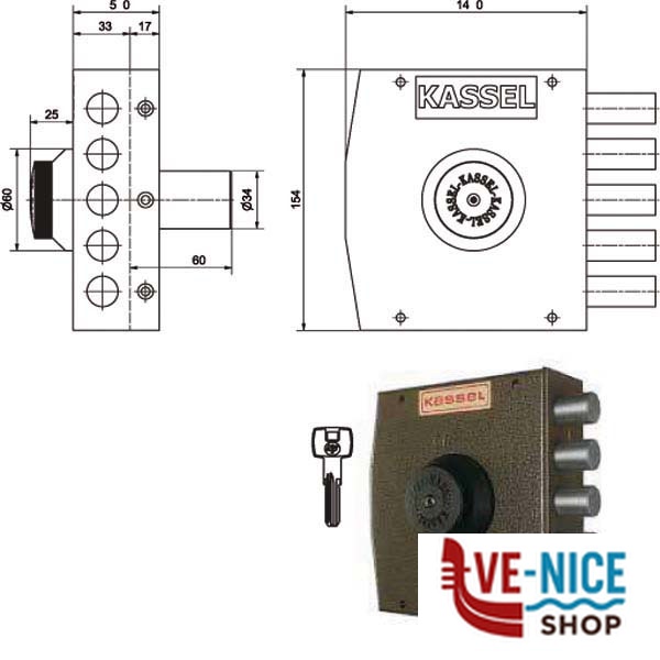 SERRATURA SIC.SEMPLICE DX POMPA 2101/CP KASSEL 2101/CP KASSEL SERR.LEGNO APPLICARE S - immagine 4
