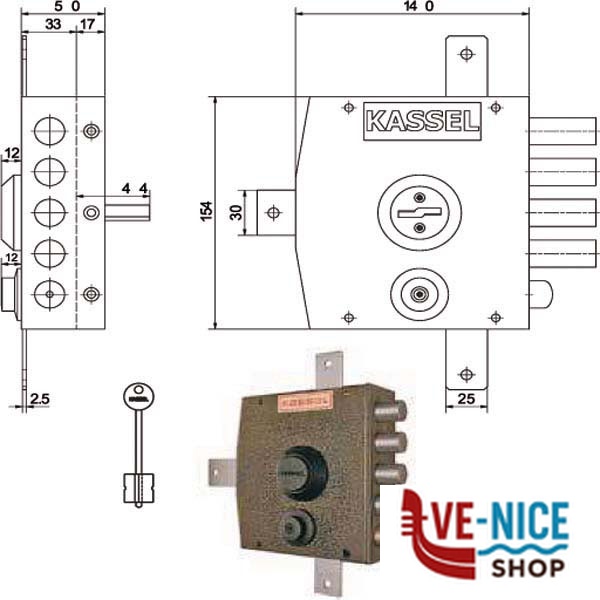 SERRATURA SIC.QUINTUPLICE SX DM 1552 KASSEL 1552SA KASSEL SERR.LEGNO APPLICARE S - immagine 3