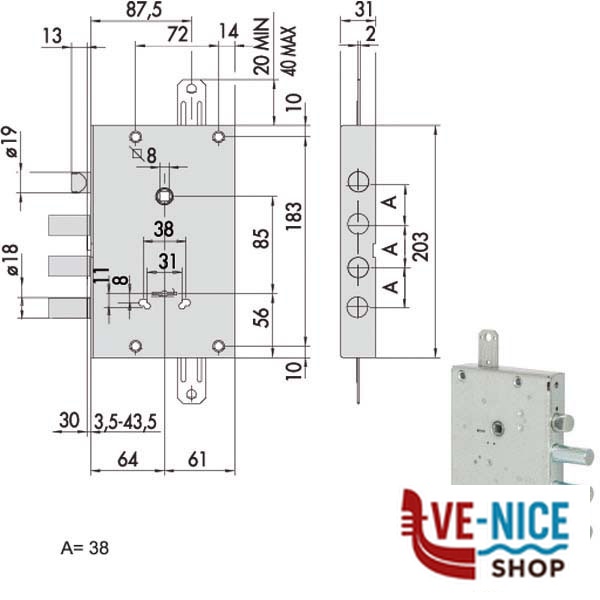 SERRATURA SICUREZZA TRIPLICE 57515-38-0 CISA 57515.38.0 CISA SERR.BLINDATE S - immagine 3