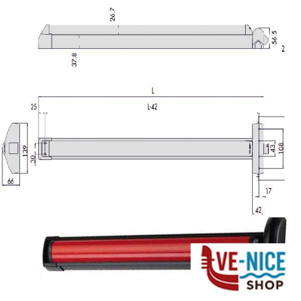 MANIGLIONE FAST TOUCH 84 VERTICAL 59816-11-0 CISA 59816.11.0 CISA ANTIPANICO S - immagine 4