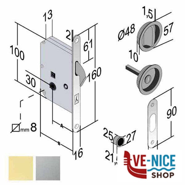 SERRATURA INF.LEGNO SCORREVOLI E50 BAGNO CS BON GB 4H061050087 BONAITI SERR.LEGNO INFILARE S - immagine 2