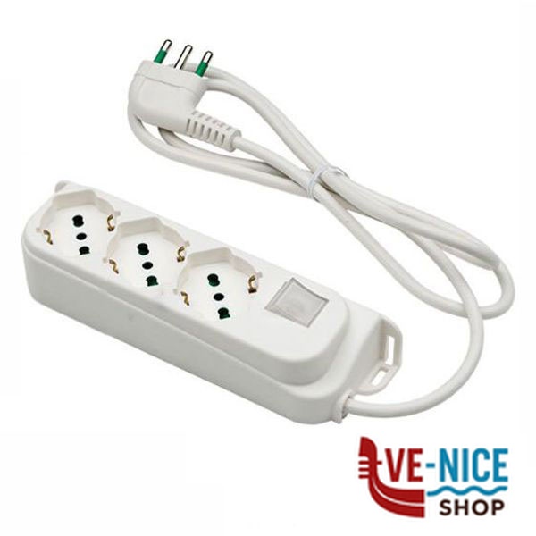 MULTIPRESA 3x2PT SK BIANCO INT RETAIL 47460 FME 47460 AVVOLGICAVI E PROLUNGHE F - immagine 3