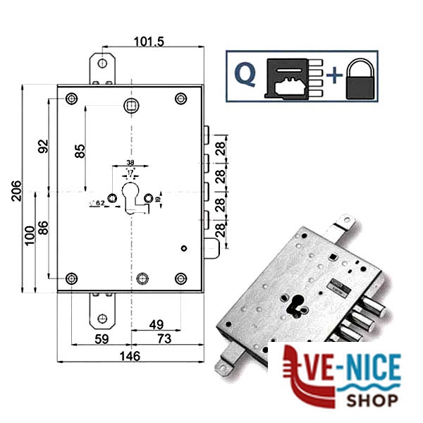 SERRATURA SIC.TRIPLICE SX 89845 MOTTURA 8984571S7Q MOTTURA SERR.BLINDATE S - immagine 3
