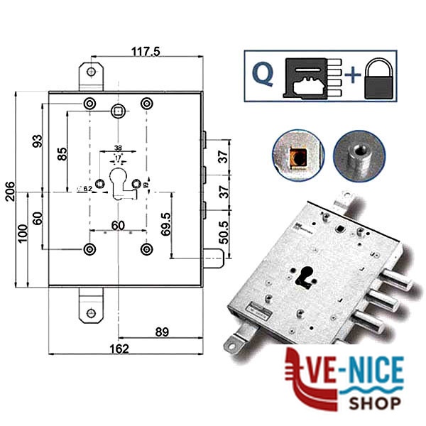 SERRATURA SIC.TRIPLICE SX 89457 MOTTURA 894571GSUQ MOTTURA SERR.BLINDATE S - immagine 2