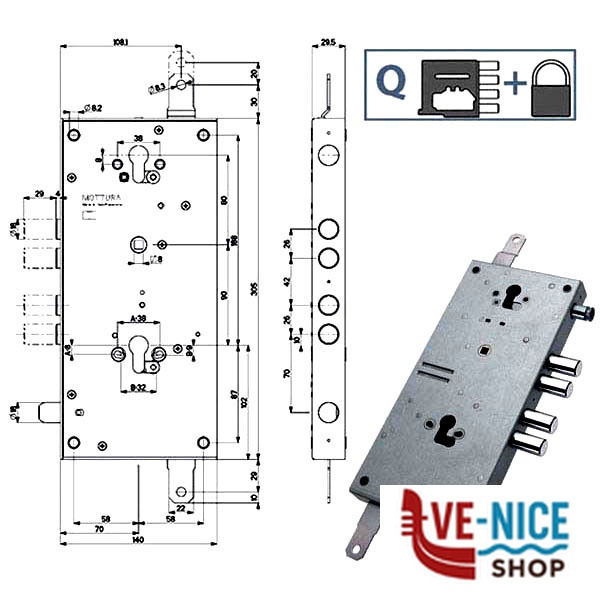 SERRATURA SIC.TRIPLICE 898T1 MOTTURA 898T187W0Q MOTTURA SERR.BLINDATE S - immagine 4