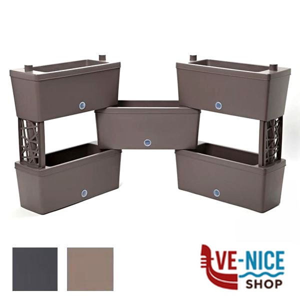 VASO BRICK GRIGIO SET cm 59x23 h 27 BAMA 32020 VASI PLASTICA F - immagine 4