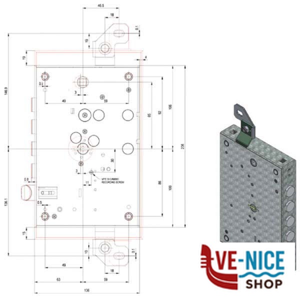SERRATURA SIC.TRIPLICE DX DM 8100CER/63/28 POTENT 8100CER/63/28D POTENT SERRATURE BLINDATE S - immagine 3
