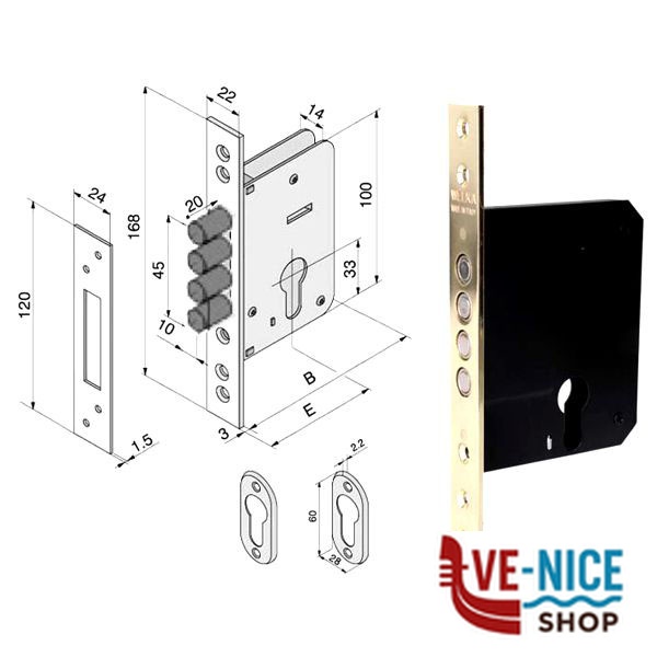 SERRATURA INF.LEGNO 020.50.00.04BE WELKA 020500004BE WELKA SERR.LEGNO INFILARE S - immagine 3