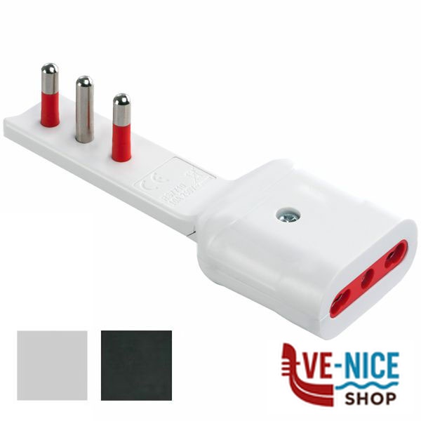 ADATTATORE DIRITTO 10A 2P+T BIAN. ULTRAPIATTO ROSI RS7710B SPINE E ADATTATORI ELETTRICI F - immagine 3