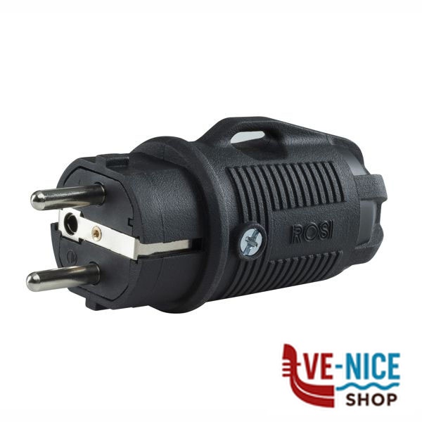 SPINA SCHUKO 16A+T NERO GOMMA IP54 ROSI 80410 SPINE E ADATTATORI ELETTRICI F - immagine 3