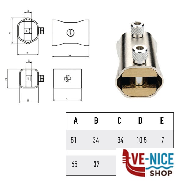 LUCCHETTO OTTONE BLOCCA CATENA mm 65 POTENT 1465 POTENT LUCCHETTI S - immagine 2