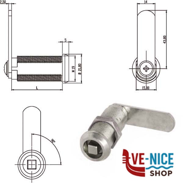 CILINDRO LEVETTA mm 20 D.19 QUADRO 162100 OMR 162100 OMR CILINDRI S - immagine 2