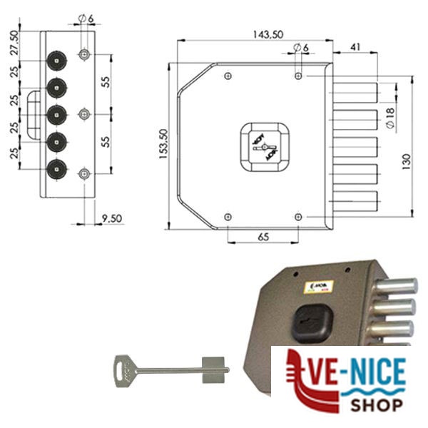 SERRATURA SIC.SEMPLICE DX DM G411 MOIA G411DX MOIA SERR.LEGNO APPLICARE S - immagine 2