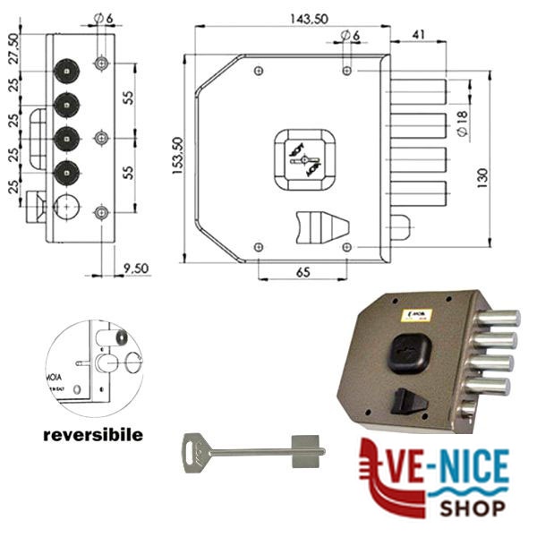 SERRATURA SIC.SEMPLICE SX DM G412 MOIA G412SX MOIA SERR.LEGNO APPLICARE S - immagine 2
