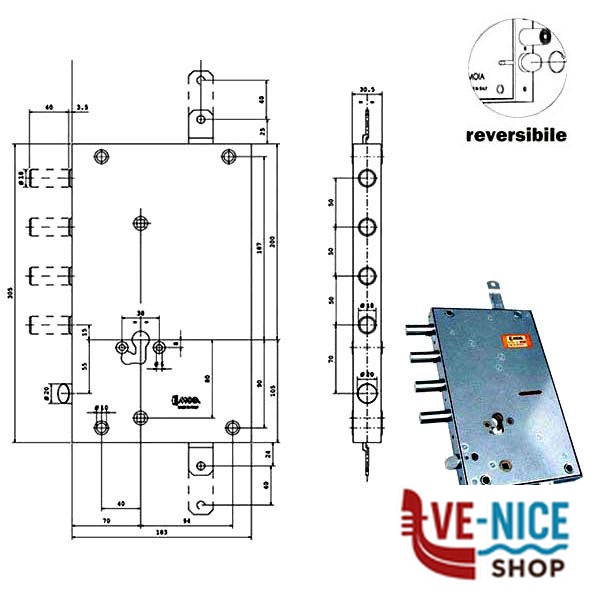 SERRATURA SIC.TRIPLICE CIL.E70 RSBLT664/500RF MOIA 664/500RF MOIA SERR.BLINDATE S - immagine 3
