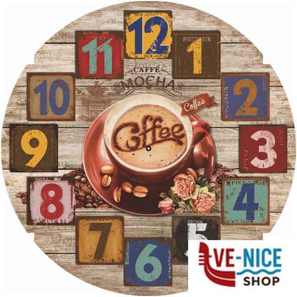 OROLOGIO MURO COFFEE PATCH cm 30 XTRA 10886 GH8067 - M2188 OROLOGI SVEGLIE C - immagine 2