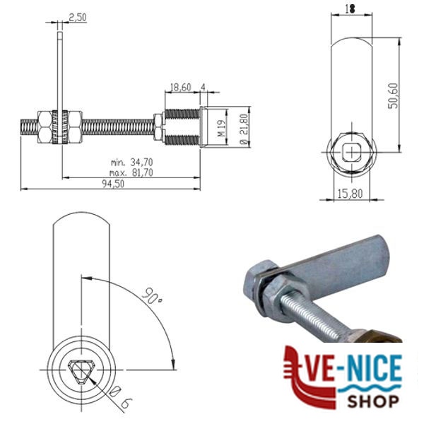 CILINDRO LEVETTA mm 20 D.19 TRIANGOLO 160500 OMR 160500 OMR CILINDRI S - immagine 4