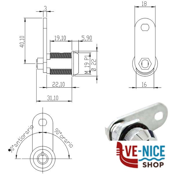 CILINDRO LEVETTA mm 22 D.19 TUBOLARE 100852 OMR 100852 OMR CILINDRI S - immagine 3