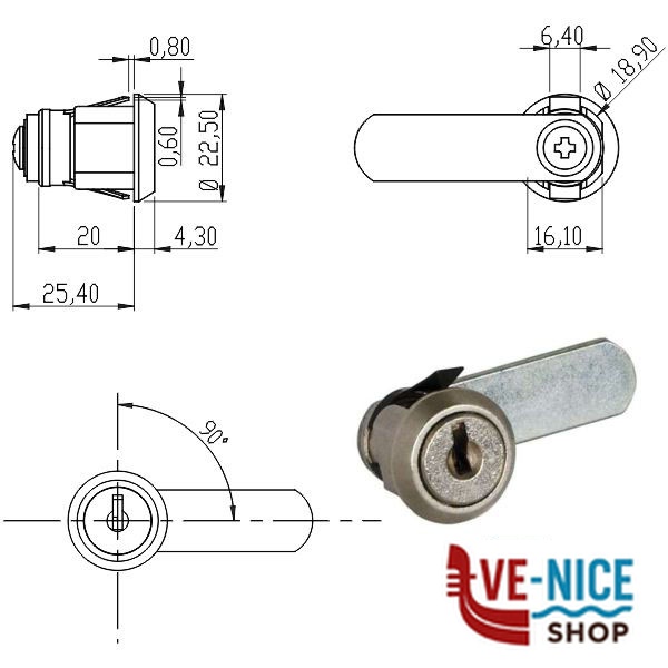 CILINDRO LEVETTA mm 20 D.19 160410 OMR 160410 OMR CILINDRI S - immagine 2