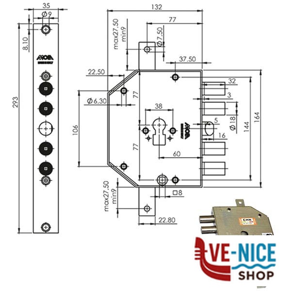 SERRATURA SIC.TRIPLICE DX CIL. E60 CP954DFB MOIA CP954DFB MOIA SERR.BLINDATE S - immagine 3