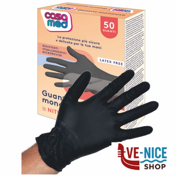 GUANTI NITRILE CASAMED POWDER FREE NERI Pz 50 S/M CMGUA203 - S/M GUANTI LAVORO F - immagine 2