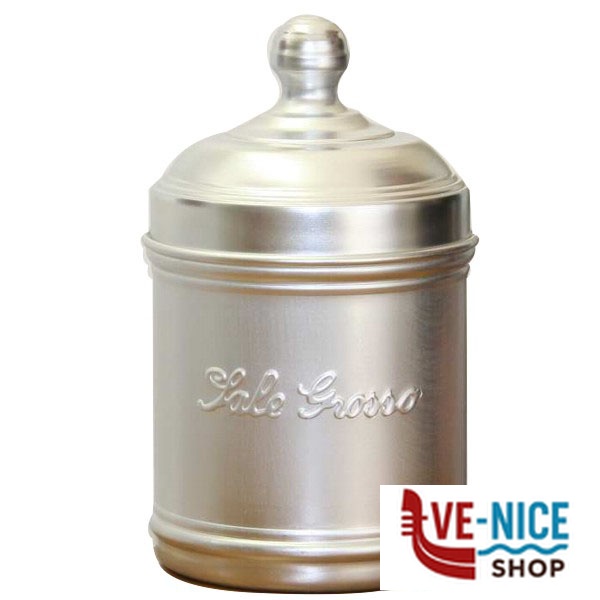 BARATTOLO ALLUMINIO SALE GROS cm 10 h 12 OTTINETTI 1647DSG10 BARATTOLI LAMIERA C - immagine 5