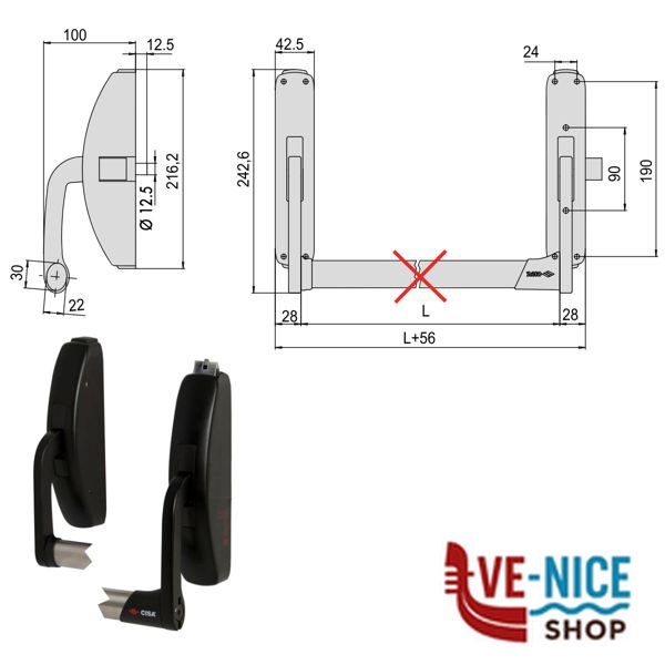 MANIGLIONE PRESTIGE VERTICALE 59316-10-0 CISA 59316.10.0 CISA ANTIPANICO S - immagine 5