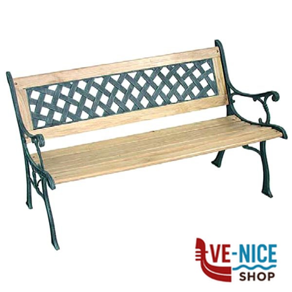 PANCHINA GHISA/LEGNO QUADRI cm 126 VETTE 04777 G313 PANCHINE C - immagine 5