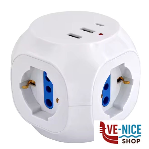 MULTIPRESA CUBO 3x2PT SK 3xUSB INT SYNTESY 12560 SL1086 AVVOLGICAVI E PROLUNGHE F - immagine 7