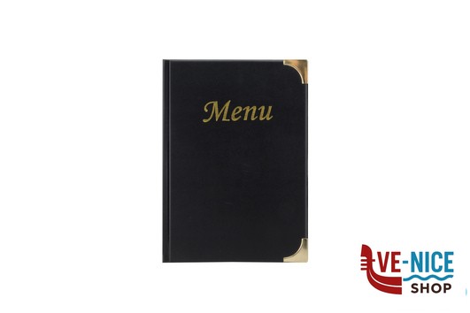 BASIC-PORTAMENU NERO A5 10 PAGINE CM 23,7X17,2 - 4 INSERTI NON RIMOVIBILI INCLUSI SECURIT porta menu (acq.min.10 pezzi) - immagine 3