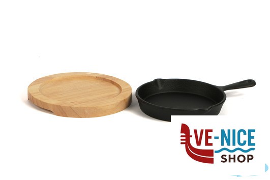 HORECA PROFESSIONAL-GHISA CASSERUOLA 1 MANICO TONDA CM.14 CON BASE LEGNO YY079-7 IMPORT TAVOLA PROFESSIONAL accessori da portata (acq.min.1 pezzi) - immagine 6