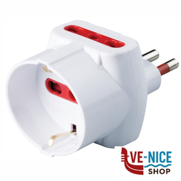 ADATTATORE TRIPLO SICUREZZA 10A+T SK BIANCO ROSI RS78045T SPINE E ADATTATORI ELETTRICI F - immagine 7